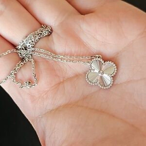 Alhambra necklace guilloche 18k white gold